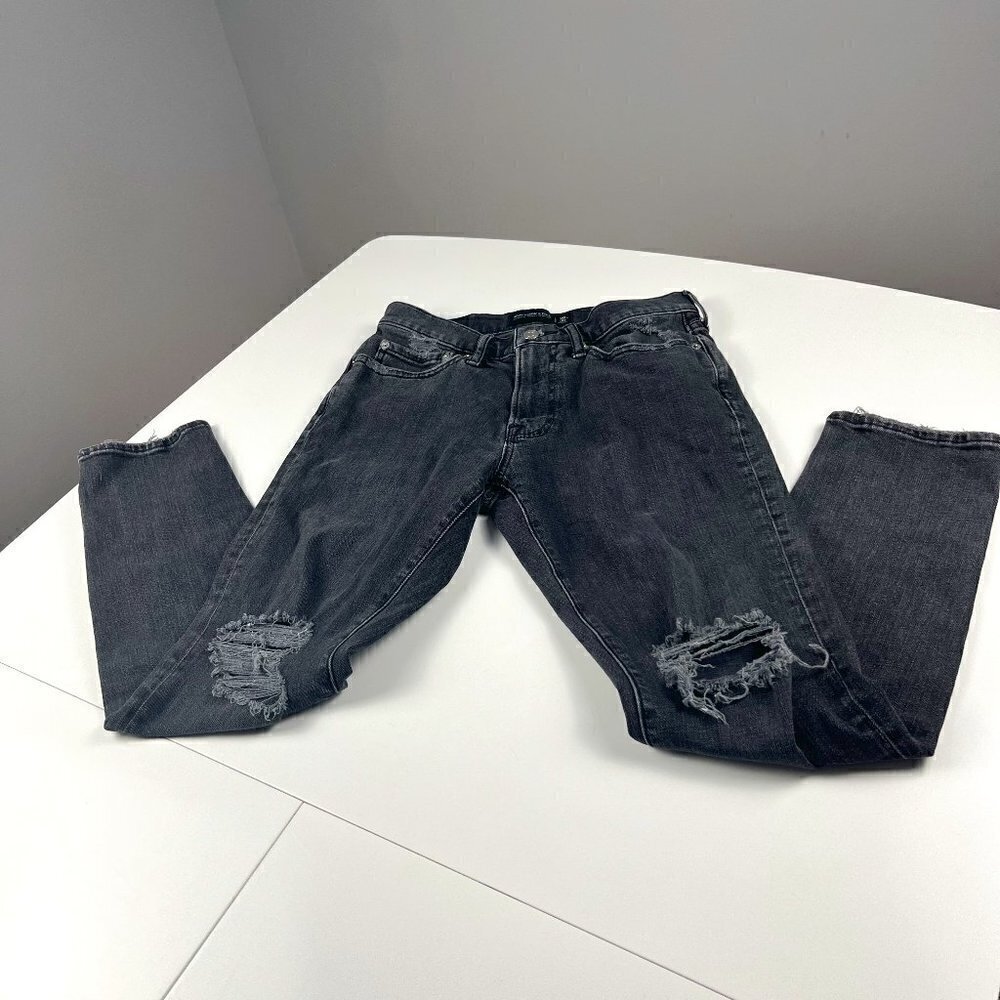 Abercrombie & fitch athletic skinny stretch jeans distressed size 28 x30 black
